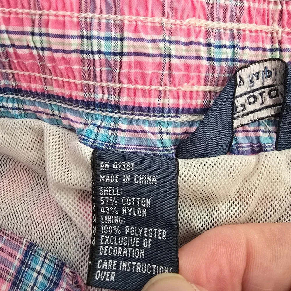 Polo Ralph Lauren Mens Pink Blue Plaid Swim Trunks Mesh Lining Size‎ L Large